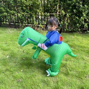 Kids' Funny Dinosaur Inflatable Costume – Green T-Rex Outfit
